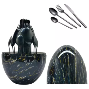 Set De Cubiertos Base Huevo Negro
