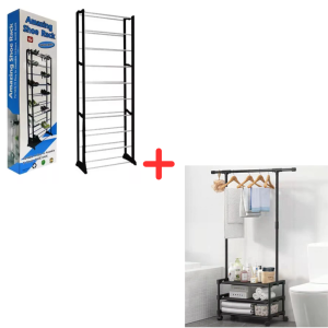 Combo Zapatero Eco Perchero Con Ruedas