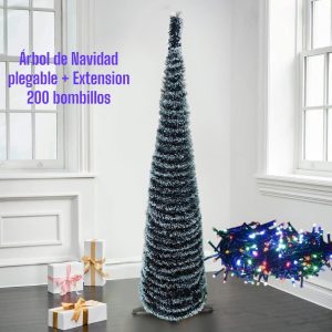 Arbol De Navidad Verdeb Plegable Luces
