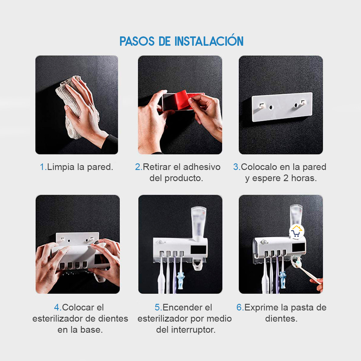 17023883271702388327Soporte Cepillos Esterilizador UV Dispensador Crema Dental ECUV 2