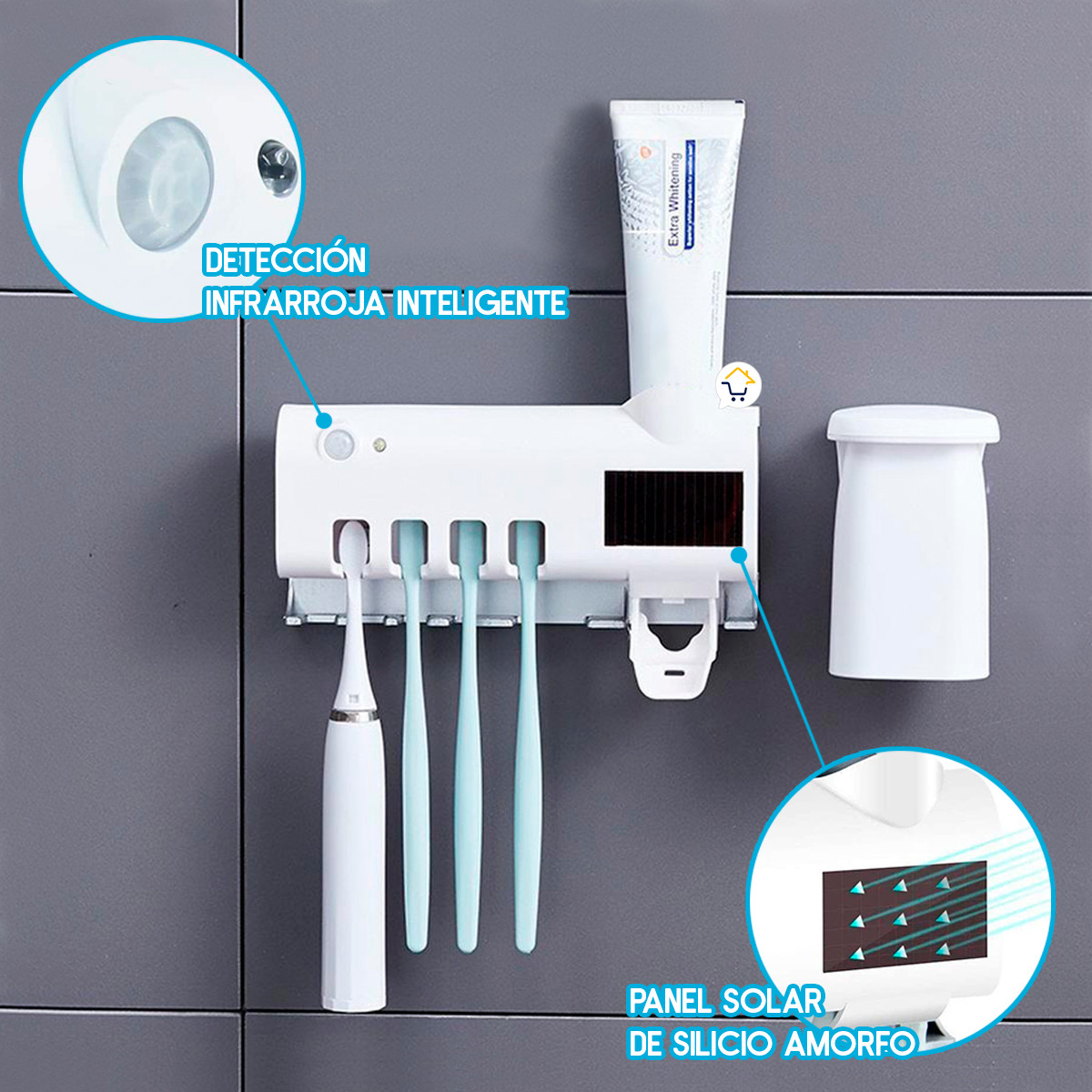 17023883271702388327Soporte Cepillos Esterilizador UV Dispensador Crema Dental ECUV 3