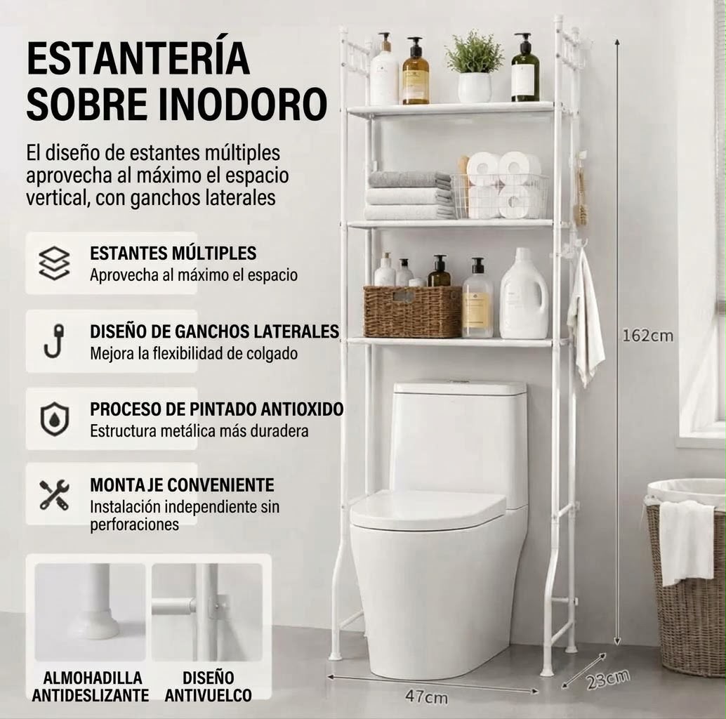 Estante Organizador de Baño 3 Niveles Sobre Sanitario - Imagen 2